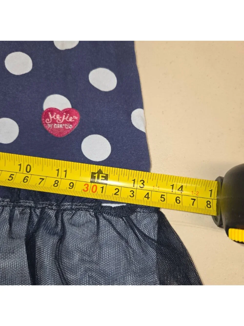 Naartjie Girls 5 Dress Blue Polka a dot Pattern zRuffled Mesh Hem. 4281